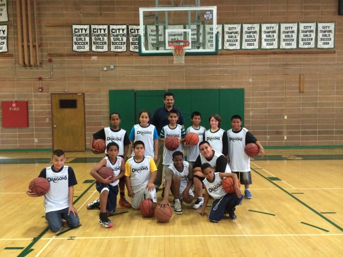 2014 Dragons Basketball Team after their final game, at Sutter Middle School
